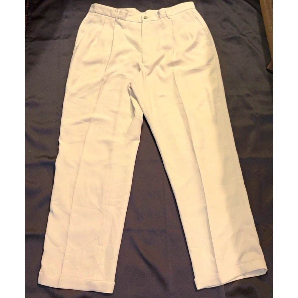 Claiborne Men's Beige Dress Pants Classic Fit Straight Leg Pleated Twill 38